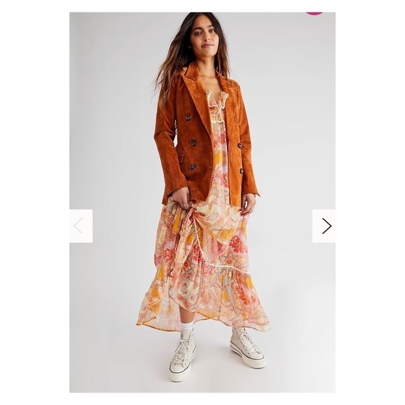 NWT FREE PEOPLE Carmella Ruffle Maxi Dress Tea Combo Medium - Picture 2 of 10